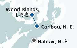 Map of Caribou, Nouvelle-Écosse to Wood Islands, Prince Edward Island route